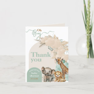 Safari animal Boho Oh Boy Baby Shower Letterpress Thank You Card
