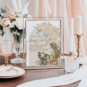 Safari animal Boho Oh Boy Baby Shower Mom Belly Poster