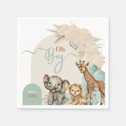 Safari animal Boho Oh Boy Baby Shower  Napkins