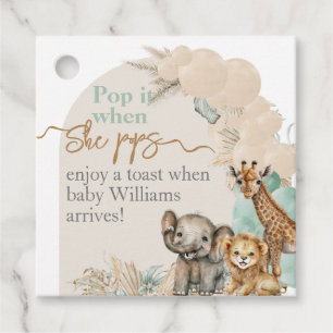Safari animal Boho Oh Boy Baby Shower she pops Favor Tags