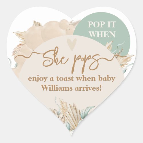 Safari animal Boho Oh Boy Baby Shower she pops Heart Sticker