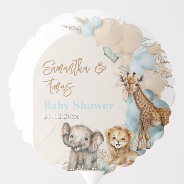 Safari animal Boho Oh Boy Baby Shower thanks Balloon (Front)