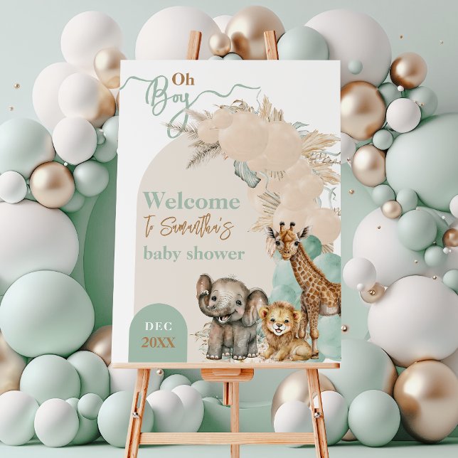 Safari animal Boho Oh Boy Baby Shower Welcome Foam Board (Creator Uploaded)