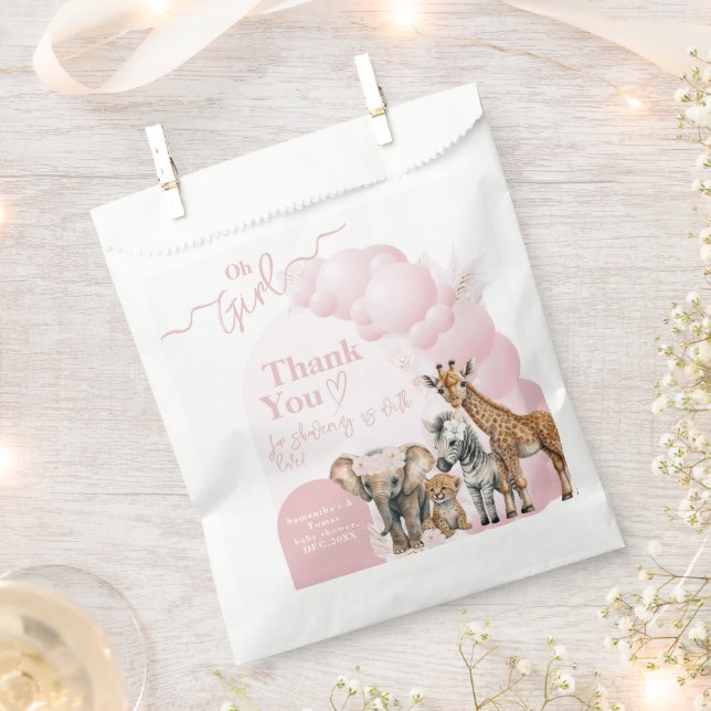 Safari animal Boho Oh Girl Baby Shower Favor Bag (Clipped)