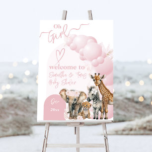 Safari animal Boho Oh Girl Baby Shower Welcome Foam Board