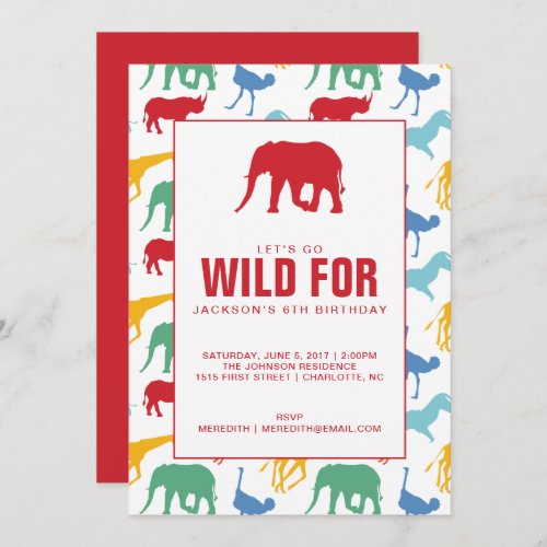 Safari Animal Boy Birthday Party Invitation