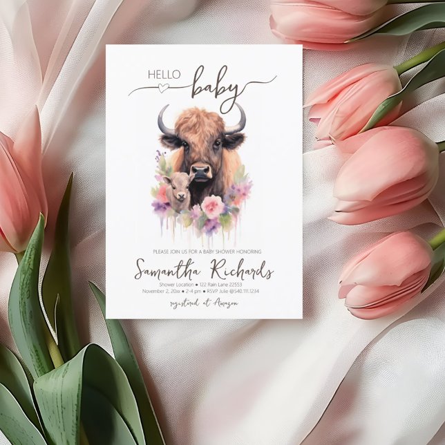 Safari Animal Buffalo Floral Baby Shower Invitation (Safari Animal Buffalo Floral Baby Shower Invitation)