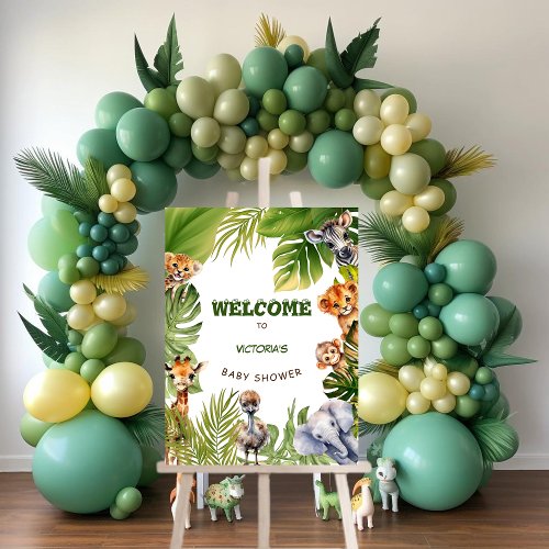 Safari Animal Cute Baby Shower Welcome sign