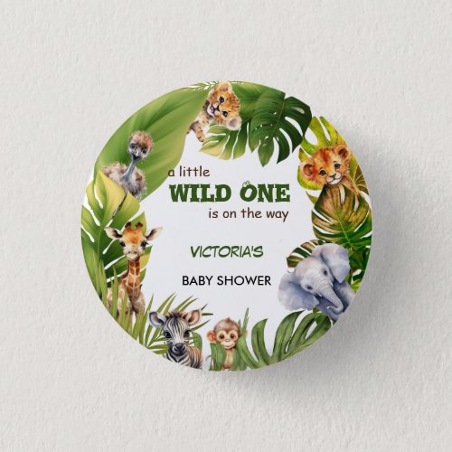 Safari Animal Cute Gender Neutral Baby Shower  Button