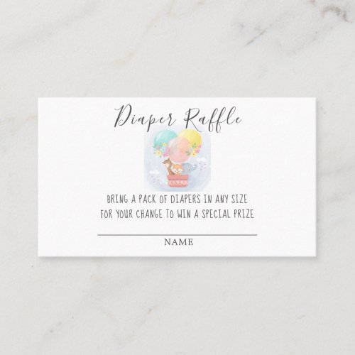 Safari Animal Diaper Raffle Baby Shower  Business Card