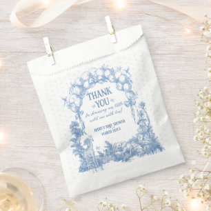 Safari Animal Dusty Blue Toile Baby Boy Shower Favor Bag