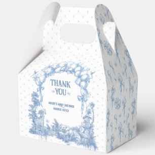 Safari Animal Dusty Blue Toile Baby Boy Shower Favor Boxes
