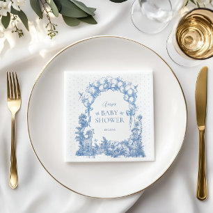 Safari Animal Dusty Blue Toile Baby Boy Shower Napkins