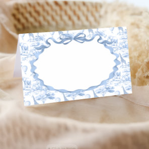 Safari Animal Dusty Blue Toile de Jouy Baby Shower Place Card