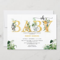 Safari Animal Editable Oh Baby Shower Invitation