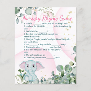 Safari Animal Elephant Eucalyptus Baby Shower Game Flyer