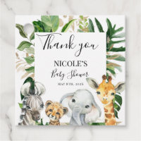 Safari Animal Foliage Baby Shower Favor Tags