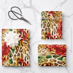 Safari Animal Fur Prints Patterns Colorful Wrapping Paper Sheets