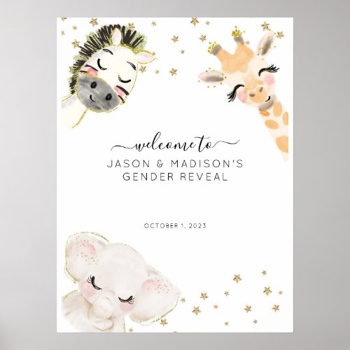 Safari Animal Gender Reveal Welcome Sign