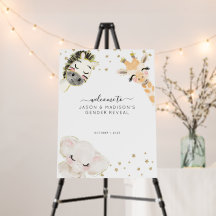 Safari Animal Gender Reveal Welcome Sign