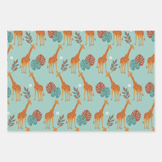 Safari Animal, Giraffe Print Gift Pattern, Giraffe Wrapping Paper Sheets (Front)