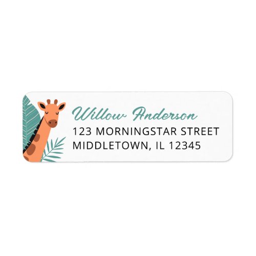 Safari Animal Giraffe Return Address Label