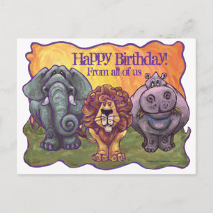 Safari Animal Happy Birthday Postcard