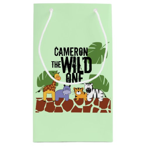 Safari Animal illustrations Wild One Birthday Small Gift Bag