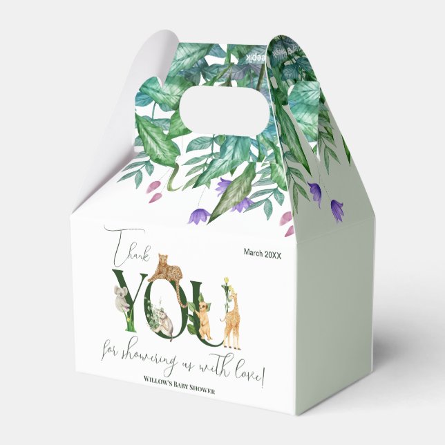 Safari Animal Jungle Green boy Baby Shower  Favor Boxes (Back Side)
