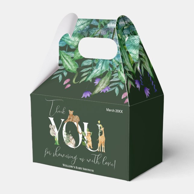 Safari Animal Jungle Green boy Baby Shower  Favor Boxes (Back Side)