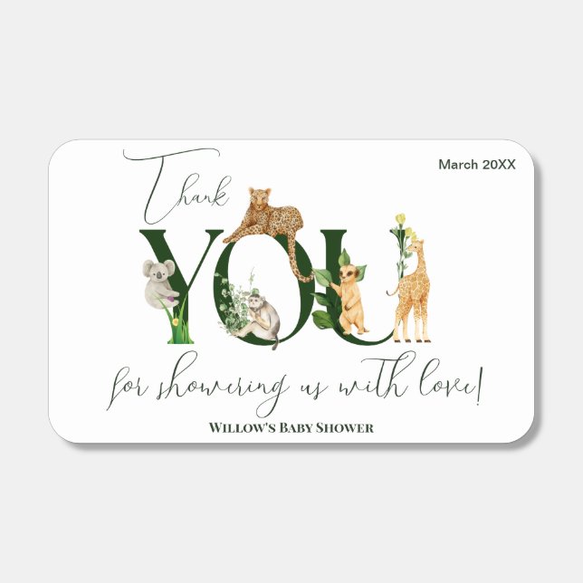 Safari Animal Jungle Green boy Baby Shower Matchboxes (Front)