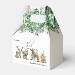 Safari Animal Jungle Green &amp; Gold boy Baby Shower Favor Boxes