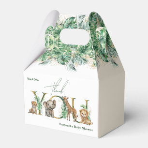 Safari Animal Jungle Green & Gold boy Baby Shower Favor Boxes