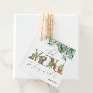 Safari Animal Jungle Green & Gold boy Baby Shower Favor Tags