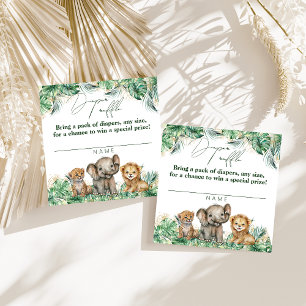 Safari Animal Jungle Green & Gold boy diaper Enclosure Card