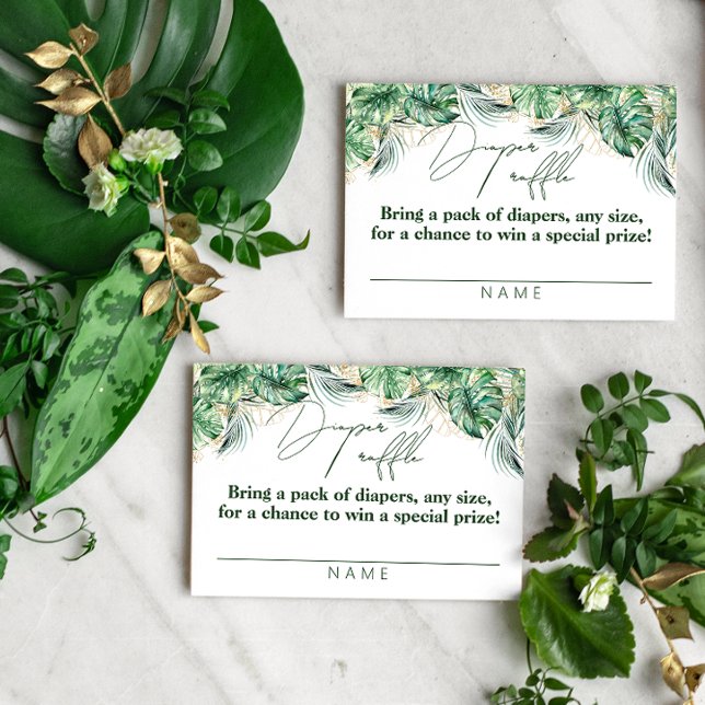 Safari Animal Jungle Green & Gold boy diaper Enclosure Card (Creator Uploaded)