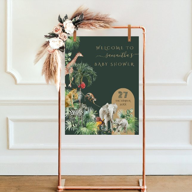 Safari Animal Jungle Greenery Tropical Baby Shower Foam Board (Creator Uploaded)