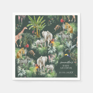 Safari Animal Jungle Greenery Tropical Baby Shower Napkins