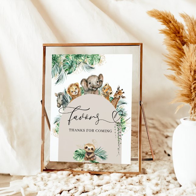 Safari Animal Jungle Modern Baby Shower Favors Poster (Creator Uploaded)
