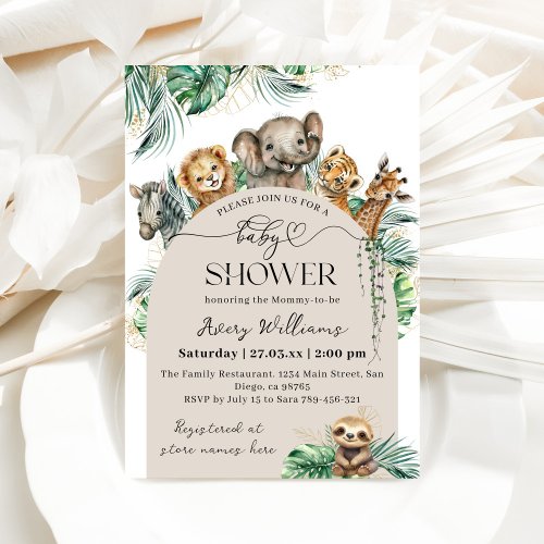 Safari Animal Jungle Modern Baby Shower Invitation