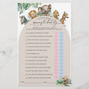 Safari Animal Jungle Modern Mom or Dad Game