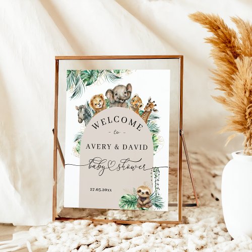 Safari Animal Jungle Modern Welcome Baby Shower Poster