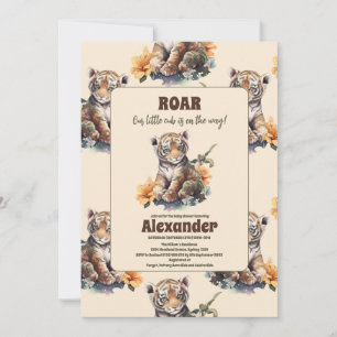 Safari Animal Jungle Tiger Baby Shower Invitation