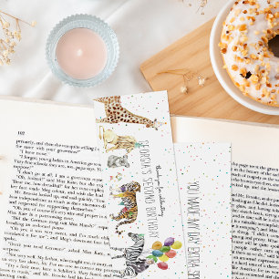 Safari Animal Kids Birthday Thank You Favor Bookmarks
