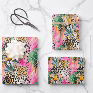 Safari Animal Leopard Colorful Africa Wrapping Paper Sheets