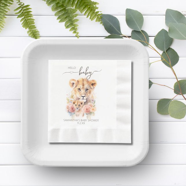 Safari Animal Lion Floral Mom Baby Shower Napkins (Safari Animal Lion Floral Mom Baby Shower Napkins)