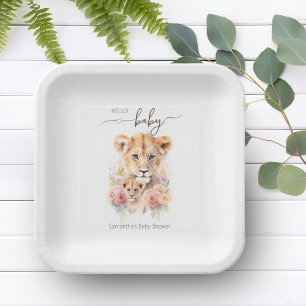 Safari Animal Lion Floral Mother & Baby Shower  Paper Plates