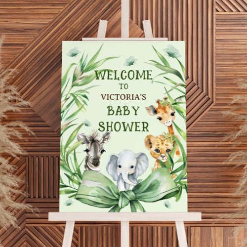 Safari Animal Mint Green Cute baby shower welcome Foam Board