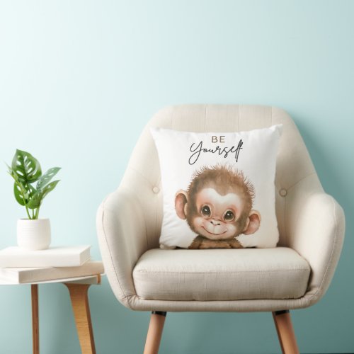 Safari Animal Monkey and Elephant Nursery Pillow