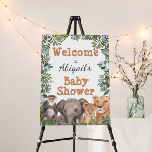 Safari Animal Monkey Elephant Baby Shower Welcome Foam Board